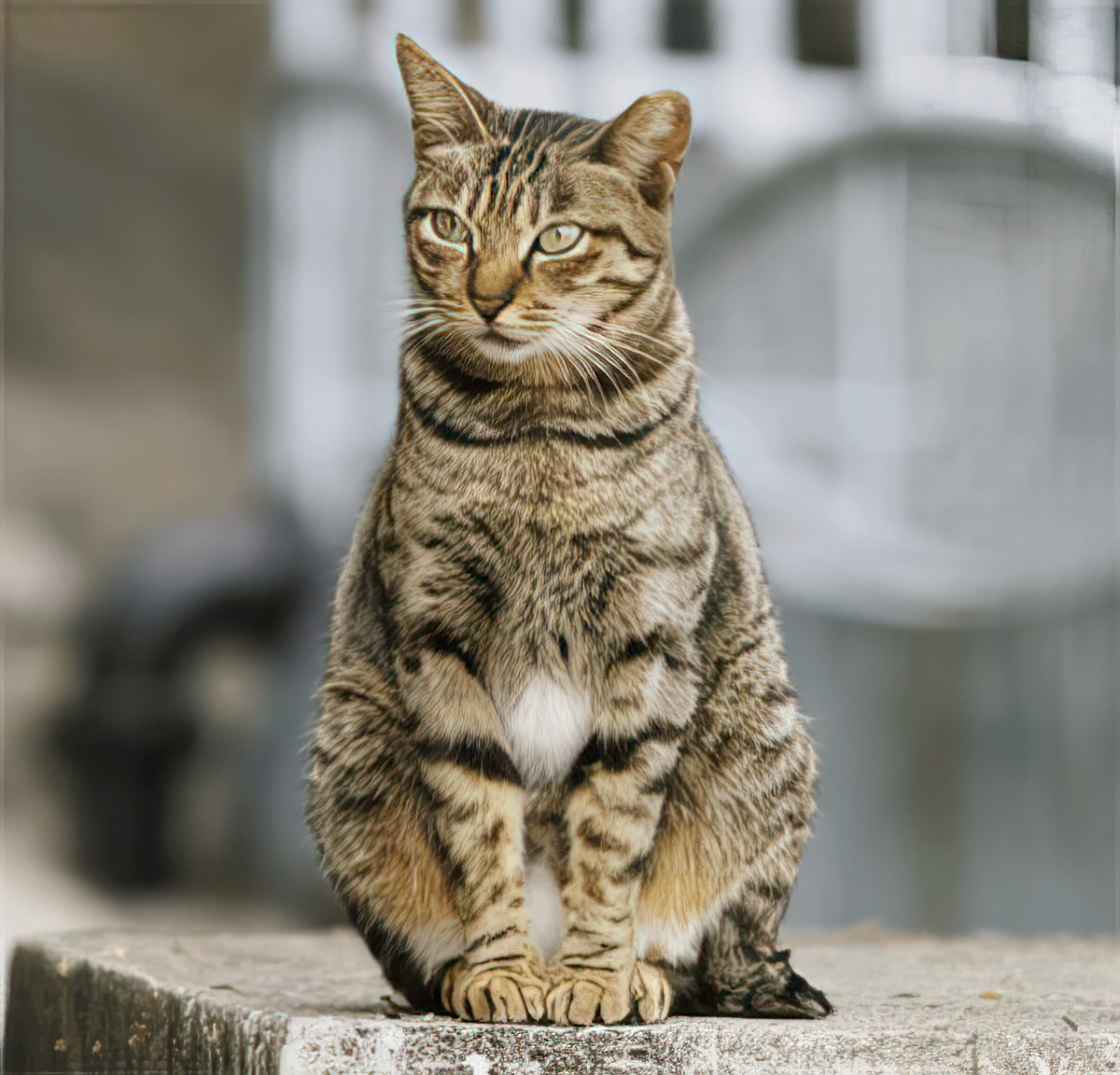 A cat sitting on a ledge